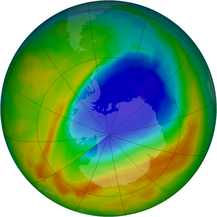 Antarctic ozone map for 14 October 2012